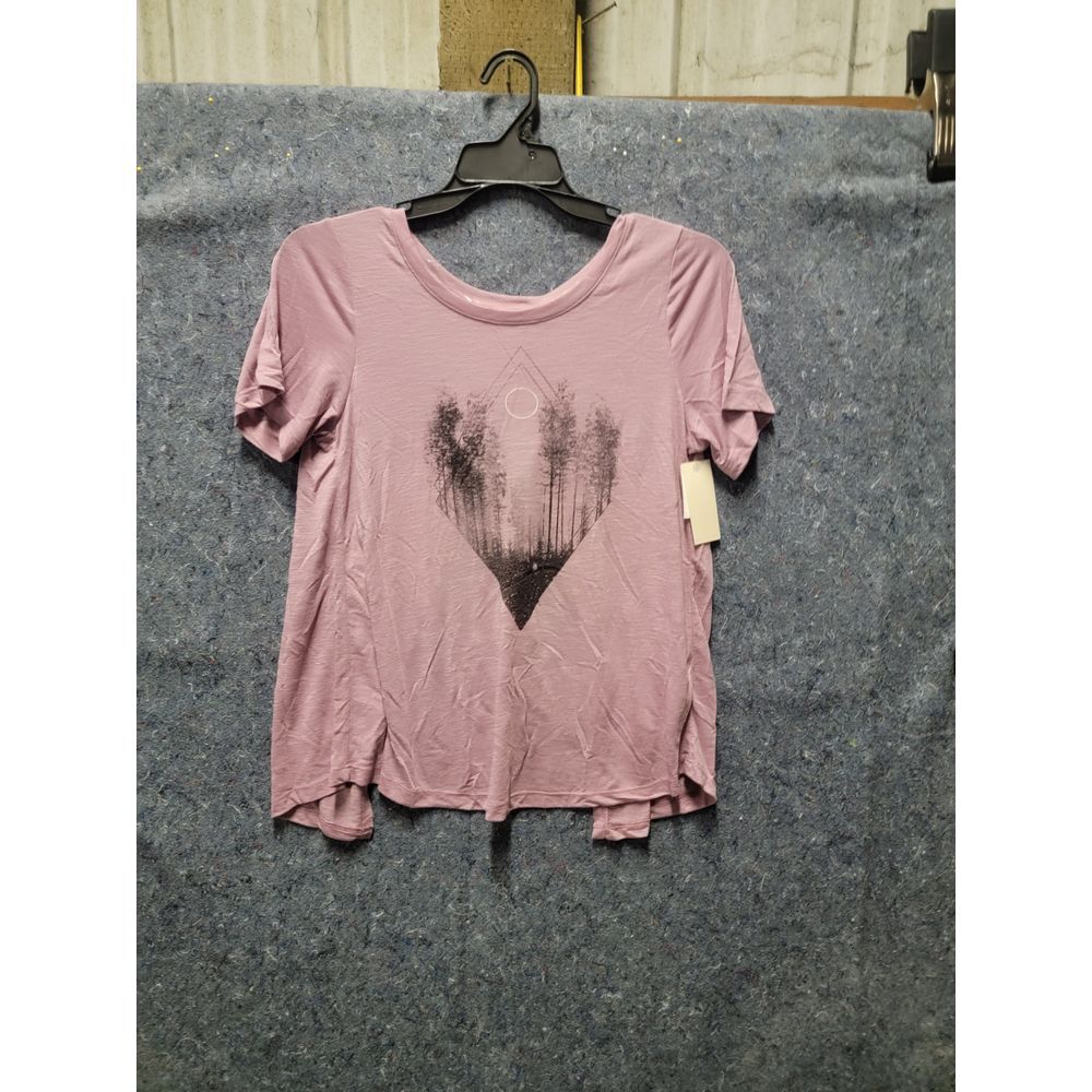 Women Sleep Sleeve T-Shirt Rose Open Back Size M‎